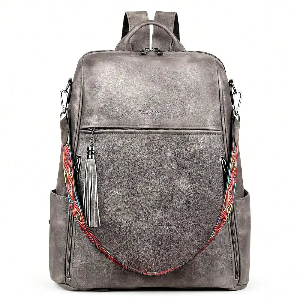 Women's Genuine Leather Laptop Backpack — 15.6" Retro Style