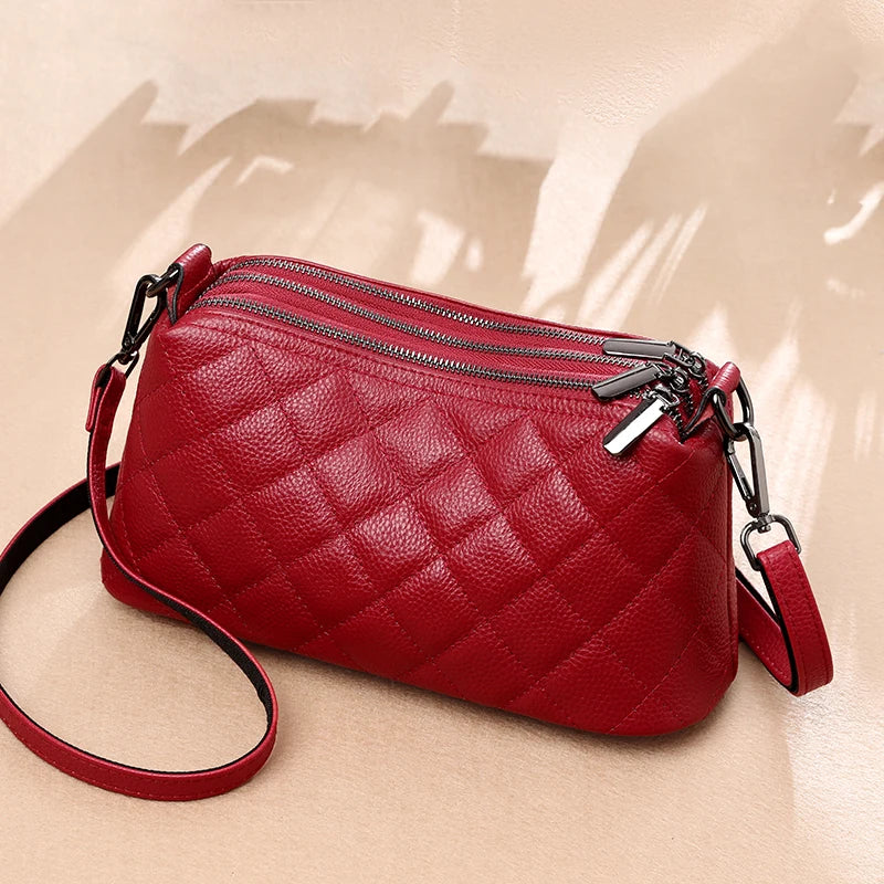 Designer 3 Layers Women's Handbag Cow Leather Female Tote Sac Luxury Soft Solid Genuine Leather Shoulder Crossbody Bag For Women