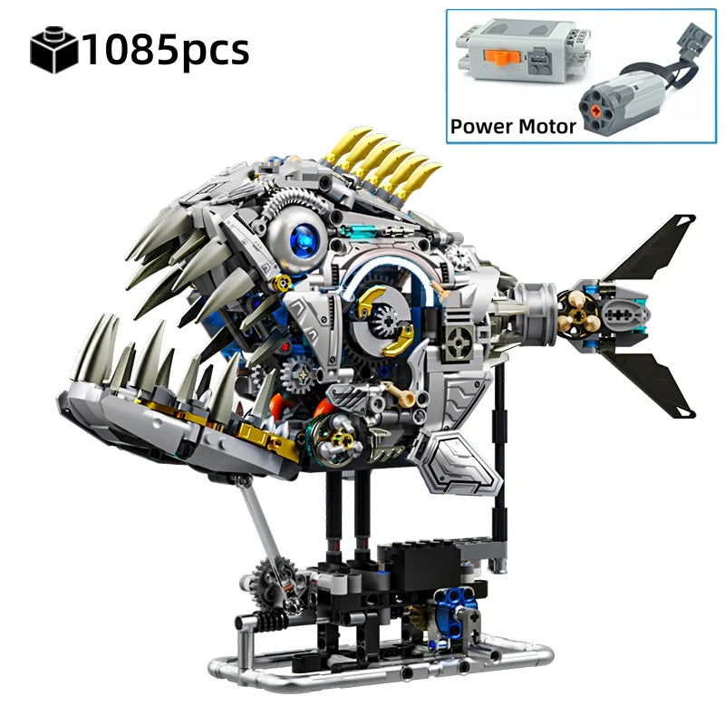 Mechanical Sea Animals Building Blocks DIY Movable Whale Octopus Manta Shark Piranha Creative Technical MOC Desktop Decor Gift