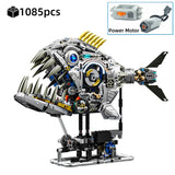 Mechanical Sea Animals Building Blocks DIY Movable Whale Octopus Manta Shark Piranha Creative Technical MOC Desktop Decor Gift