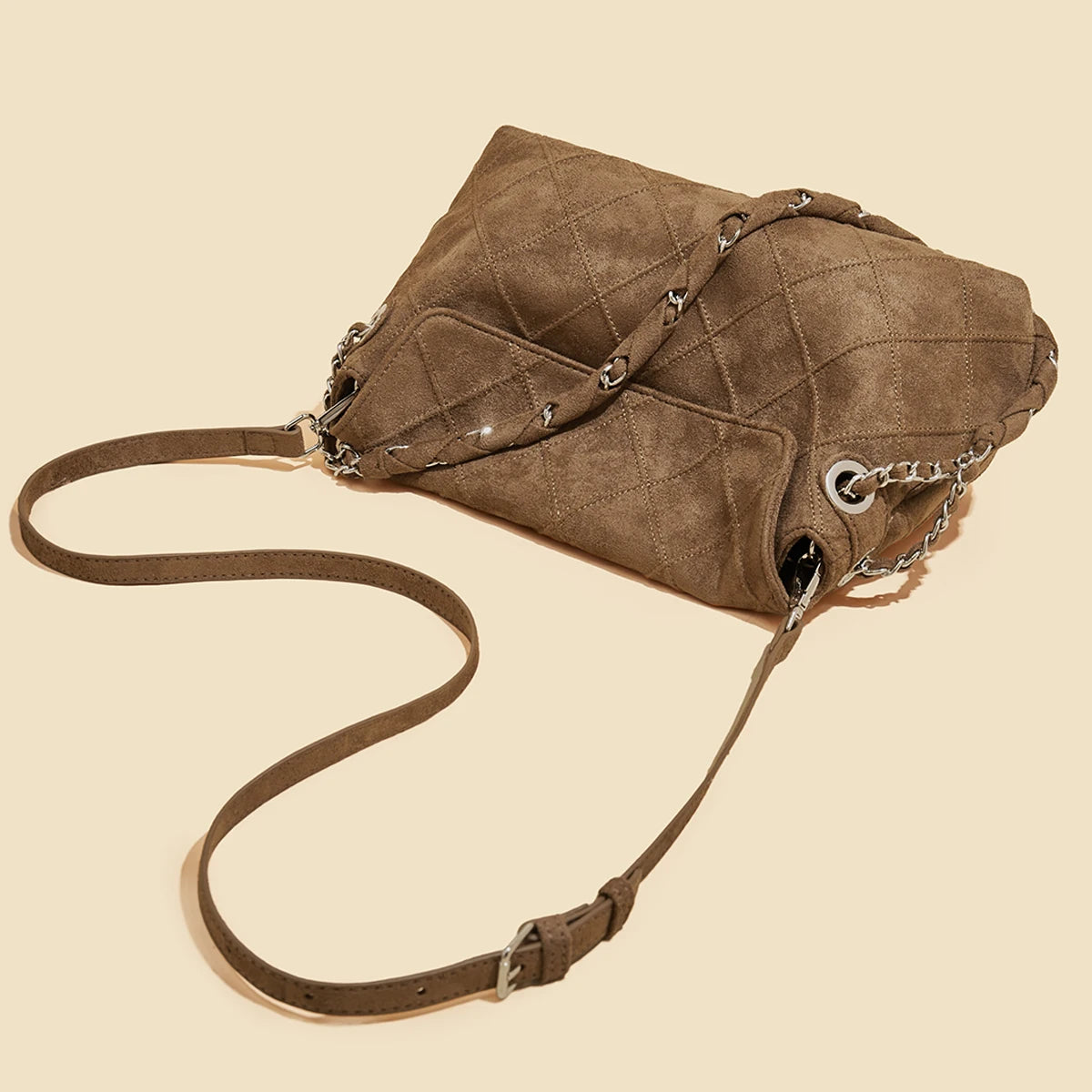 LAORENTOU Fabric Women's Strap Shoulder Bag Advanced Retro Underarm Large Capacity Fashion Quilted Handbag for Women Cossbody