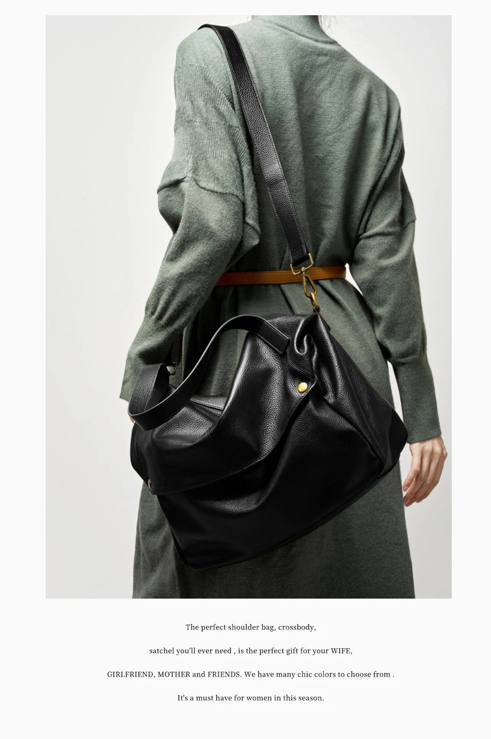 Zency Large Capacity Shoulder Bag Purse Genuine Leather Women's Work Tote Bag Handbag Shopper Bag Pocket For A4 ipad Crossbody