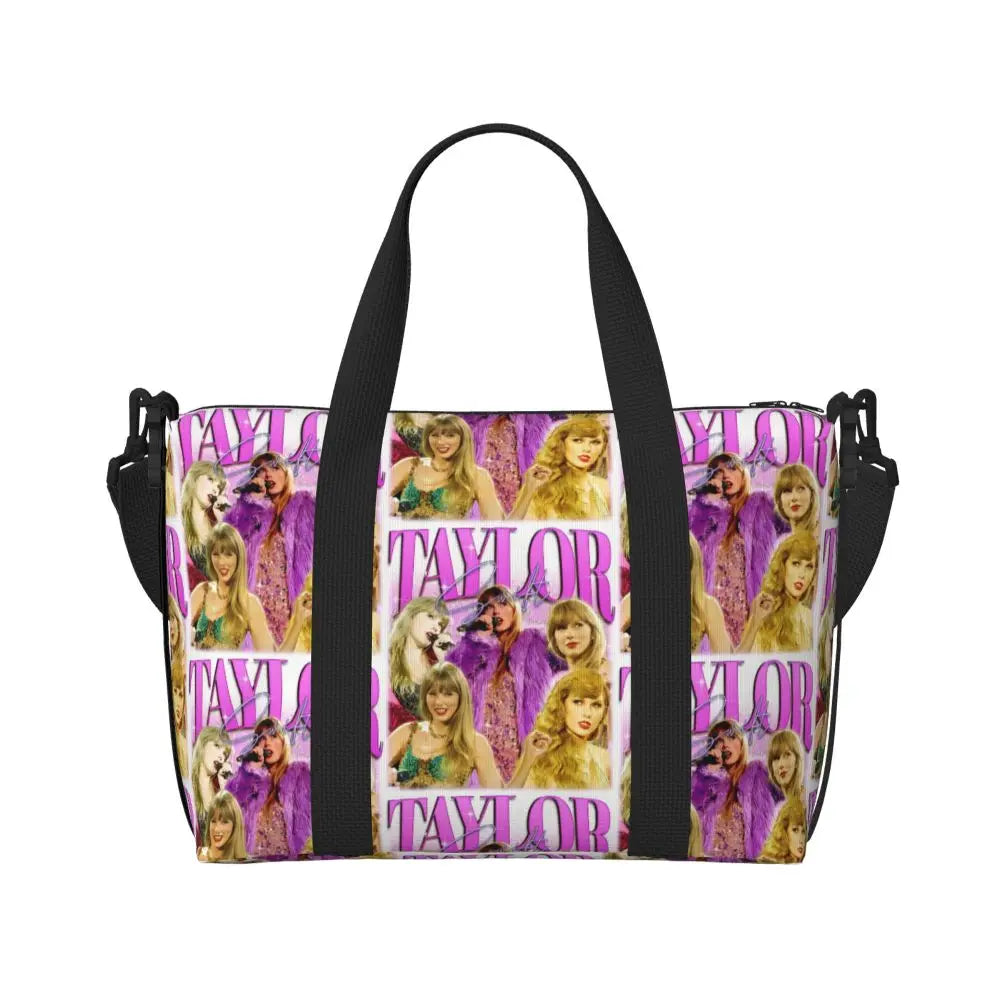 Custom The Eras Tour 1989 Taylor's Swift's American Pop Singer Tote Bag Women Large Capacity Beach Gym Travel Bags