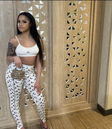STYLISH LADY Moon Printed Sports 2 Piece Set Women Sleeveless Crop Top and Skinny Pant Suits 2025 Summer Street Fitness Outfits