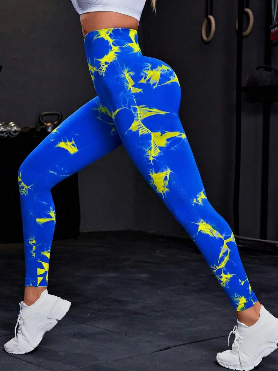 Women's 3D Tie-Dye Seamless Push-Up Leggings