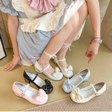 Cute Butterfly-knot Women Lolita Mary Jane Shoes Concise Thick Heel Leather Shoes Ladies Shallow Pumps