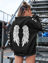 Angel Wings Oversized Graphic Hoodie