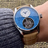 Merkur 100% Tourbillon Watch Men's Titanium Ice Flower Dial Sapphire Watch For Men Mechanical Wristwatches Relogio Masculino