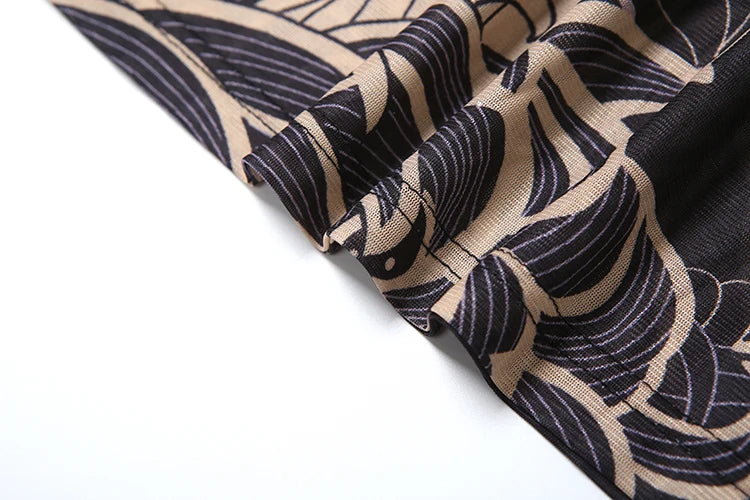 Women's Print Stand Collar Long-Line Slim Dress