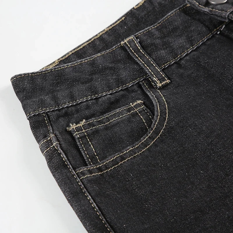 Weekeep Floral Embroidery Low Rise Flared Jeans Women