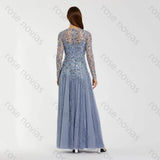 Customized Gray Tulle High Quality Evening Dress Scoop for Floor-Length with Beads A-line for Formal Evening Vestidos De Fiesta
