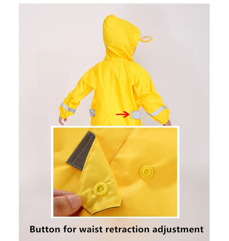 Kids Waterproof Dinosaur Raincoat – Hooded Jumpsuit