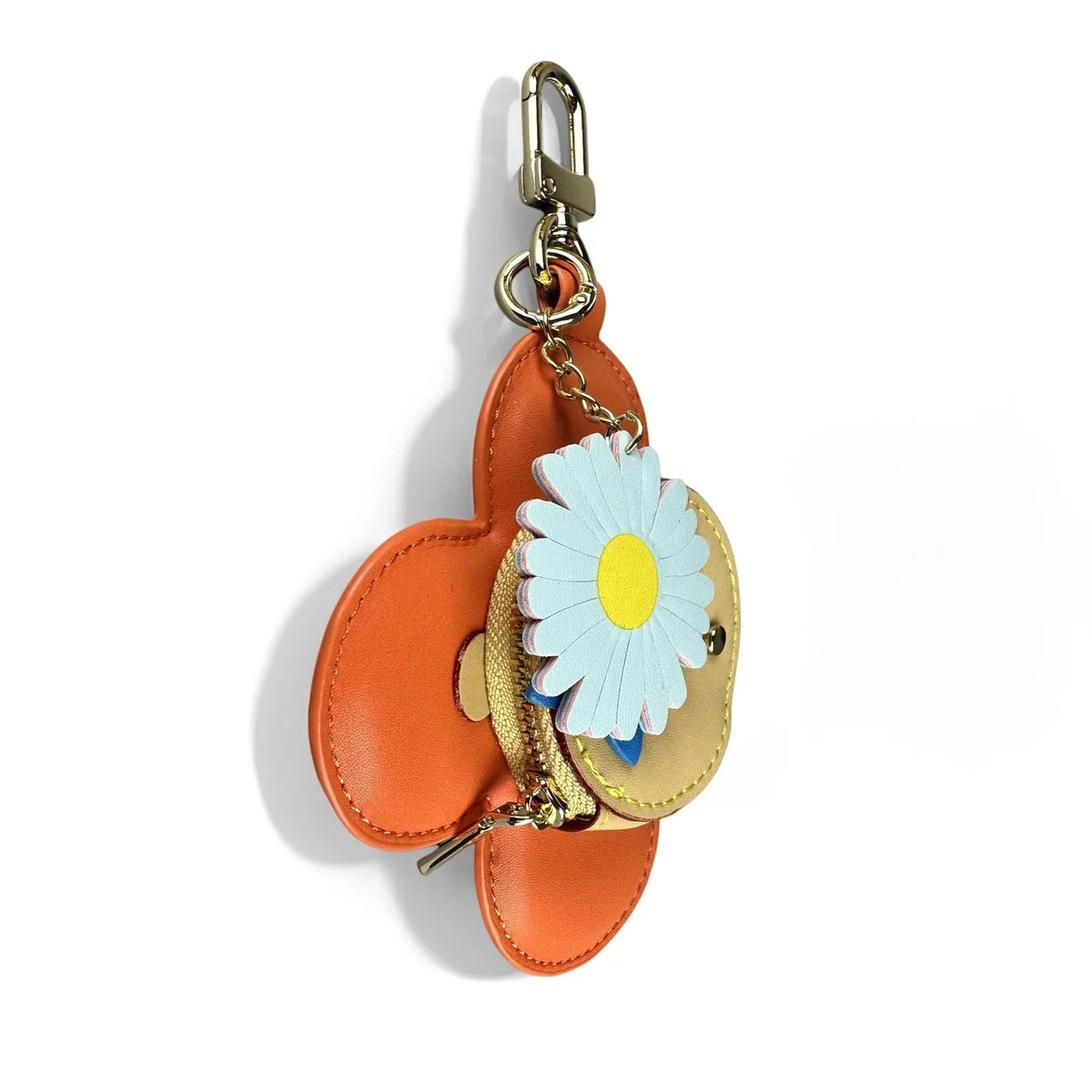 Real Leather Coin Purse with Daisy Charm-Cute Keychain Bag Clip for Handbag-Detachable Daisy Flower Accessory-Gift For Women