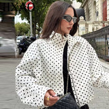 HXAO Polka Dot Bomber Jacket – Women's Zip-Up Coat