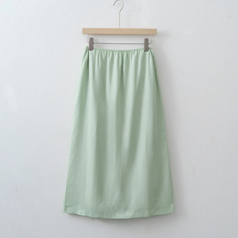 Women's Elegant Linen Midi Skirt – Summer 2025