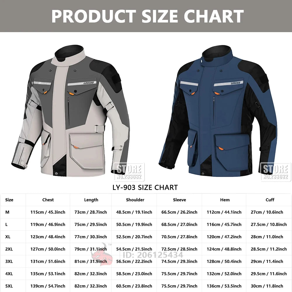 LYSCHY Motorcycle Jacket Pants Suit Cold-proof Waterproof Winter Men Motorbike Riding Moto Jacket Protective Gear Armor Clothing