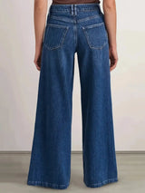 Women's Deep Blue Wide-Leg Jeans | Relaxed Denim