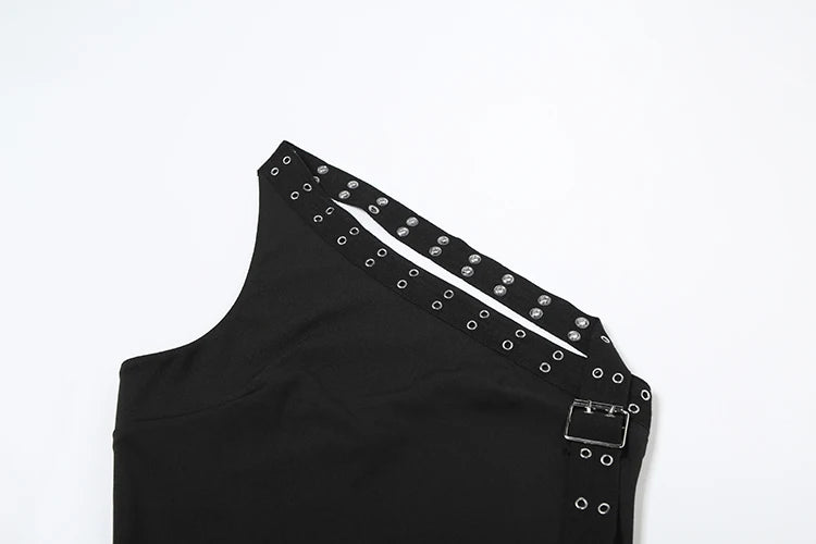 Nibber Sexy Hollow 3-Piece Set Women Hollow Biased Collar Backless Vests+Rivet Waistband+Simple Solid Shorts Slim Midnight Suits