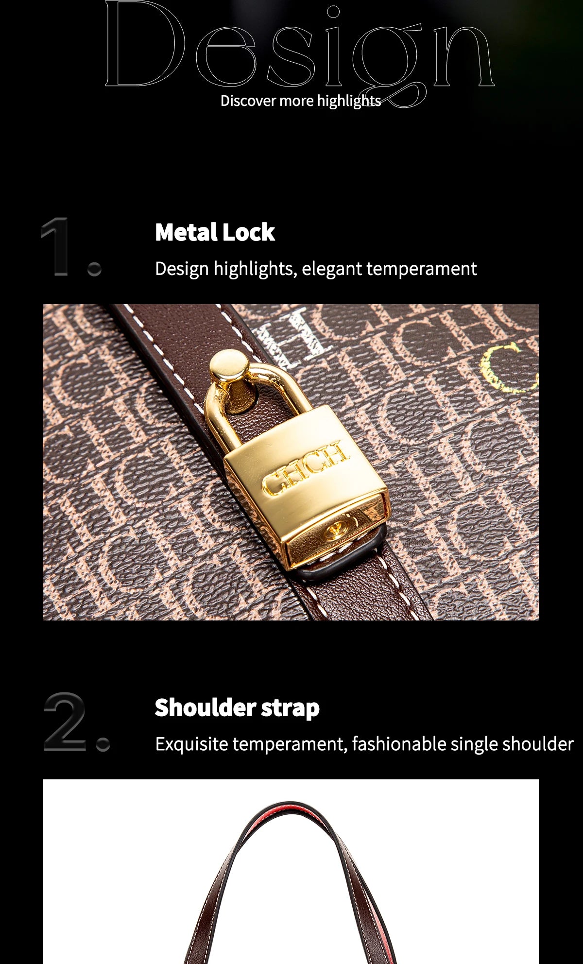 Classic Style Women's Large-capacity Handbag Letters Print Design Small Metal Accessories Exquisite Workmanship