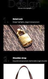 Classic Style Women's Large-capacity Handbag Letters Print Design Small Metal Accessories Exquisite Workmanship