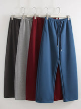 Autumn Burgundy Sweatpants Women Straight Leg Sport Pants Cotton Ladies Coffee Basic Joggers Wide Leg Women's Pants And Trousers