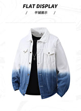 Men High Quality Cotton Denim Jacket Spring Autumn Youth Hip Hop Streetwear Tie Dye Gradient Jeans Youth Cowboy Loose Top Coat