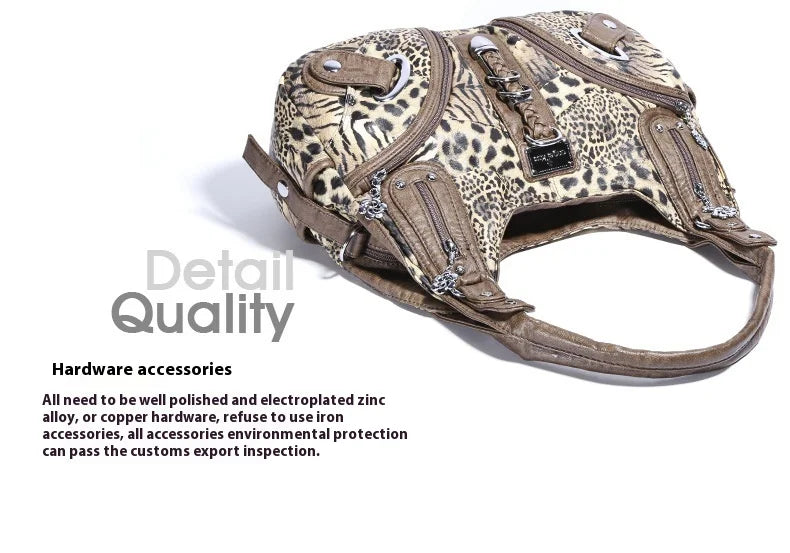 Women Handbags Leopard Bag Top-handle Handbag Fashion Satchel Dumpling Pack Shoulder Bag Tote Bag Hobos Large Purse
