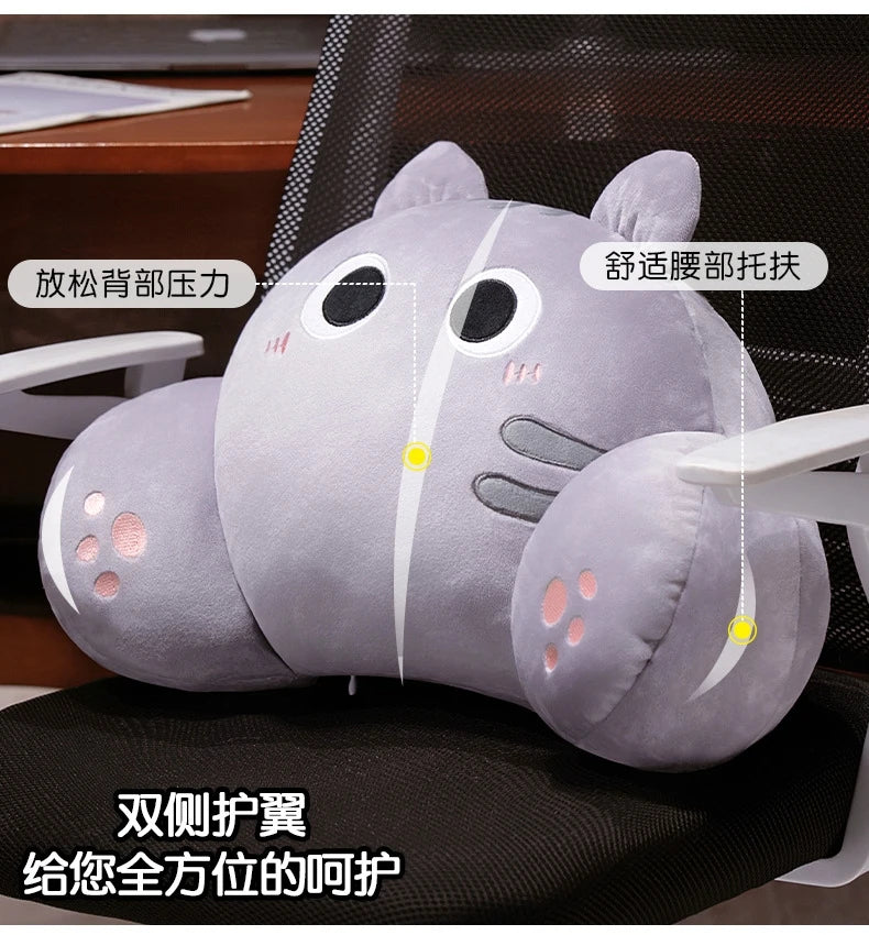 Thickened Cat Back Cushion Siamese Calico Cat Sofa Bed Chair Lumbar Support Cushion Comfortable Throw Pillow Home Decor Girl