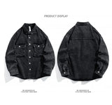 Men Fashion Denim Jackets Coats Loose Fit Pockets Solid Turn Down Collar Full Sleeve Regular Jacket Spring 2025 Causal Clothing