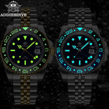 ADDIESDIVE AD2050 Men GMT Watch Swiss Ronda 515-24 BGW9 Super Luminous 20Bar Waterproof Reloj 316L Stainless Steel Quartz Watch