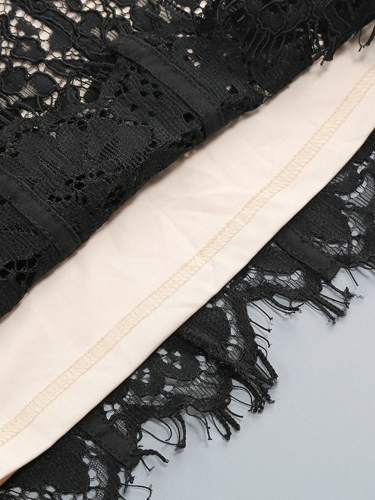 Elegant V-Neck Lace Maxi Dress