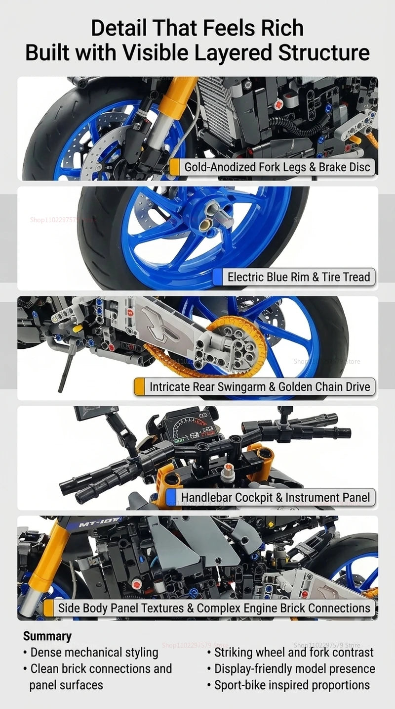 New 1478PCS Racing Motorcycle Building Blocks Kit for Adults DIY Speed Motorbike Model Educational Toy Gift Collectible for Boys
