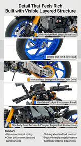 New 1478PCS Racing Motorcycle Building Blocks Kit for Adults DIY Speed Motorbike Model Educational Toy Gift Collectible for Boys