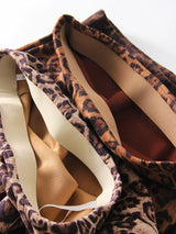 Leopard Print Suede Maxi Skirt – Women's Autumn Winter