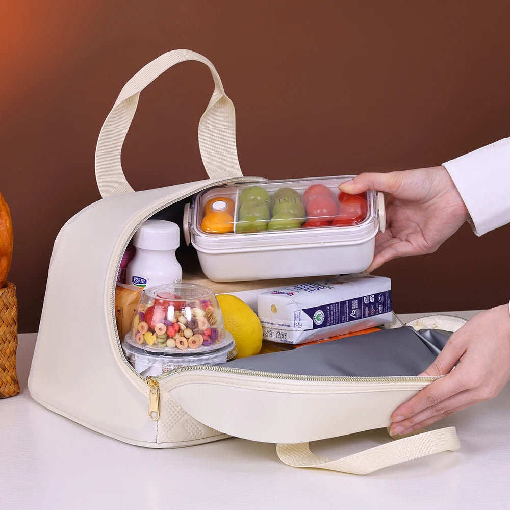 Portable Lunch Bag for OL Women Thermal Insulated Lunch Box Tote Cooler Handbag Waterproof Bento Pouch Office Food Shoulder Bags