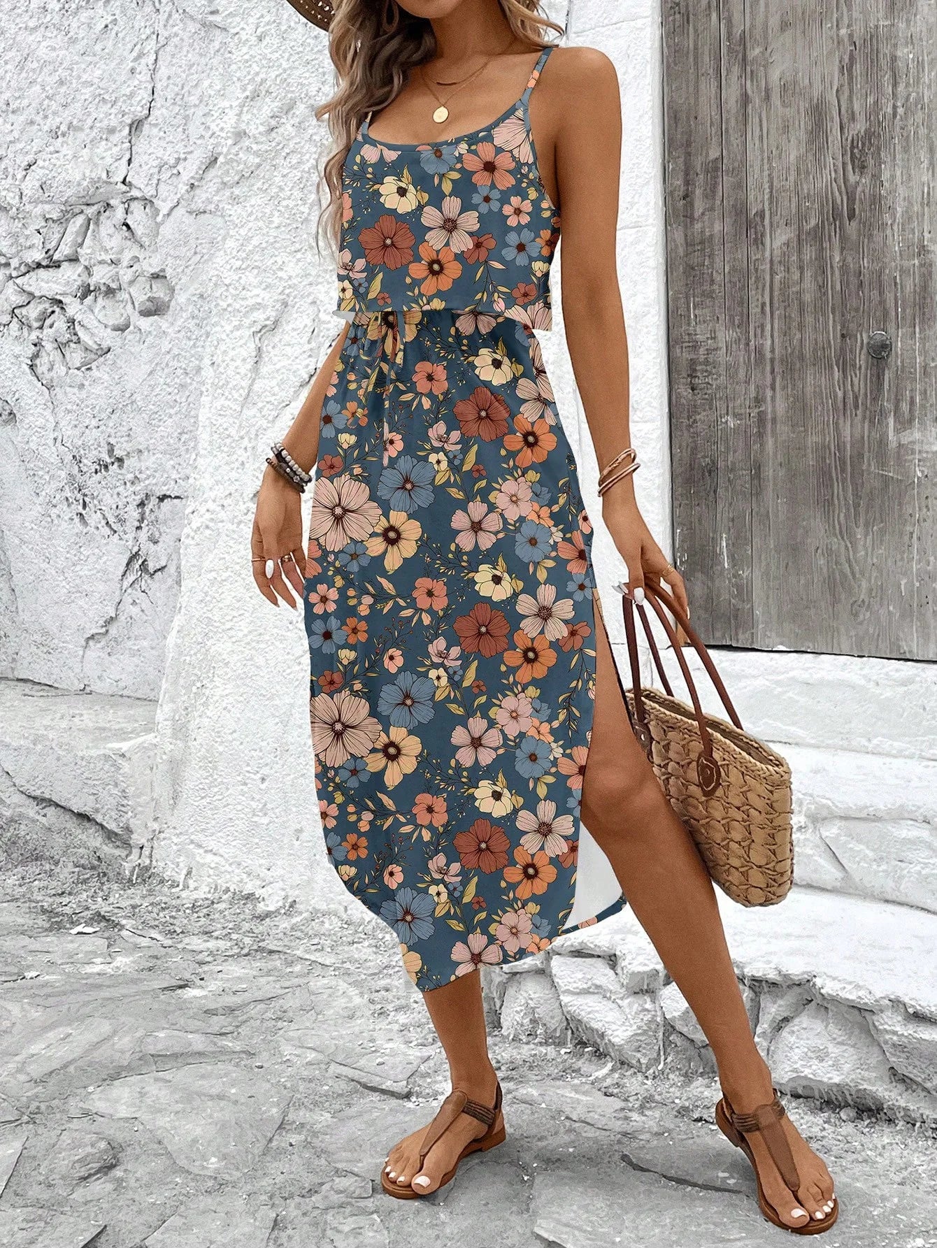 Summer Spaghetti Strap Flowy Dress