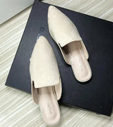 Female Simple Sewing Plain Shoes Outdoor Pointy Toe Slides Camel Blue Soft Sole Wide Fitting 48-33 2022 New Arrivals De Mujer
