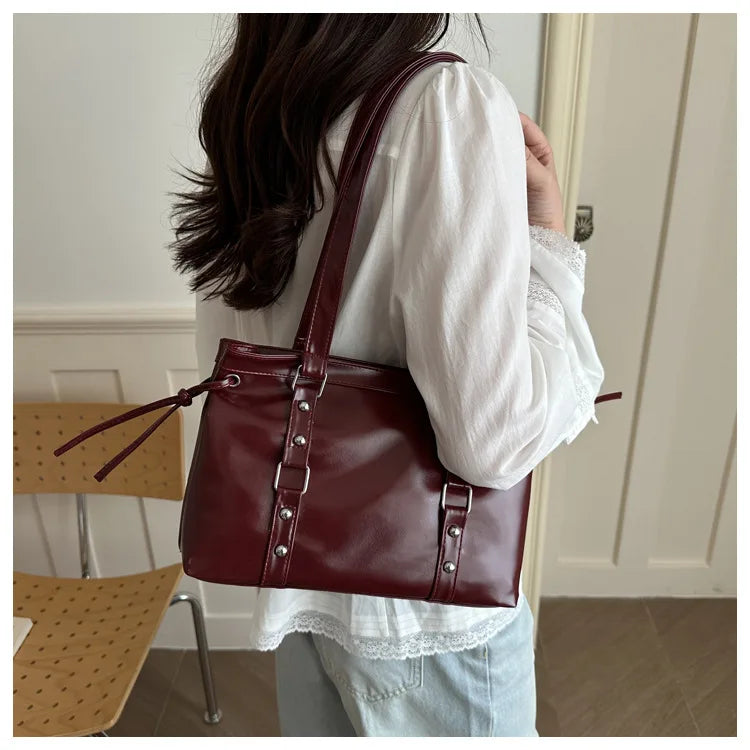 Women's Retro PU Leather Shoulder Tote Bag