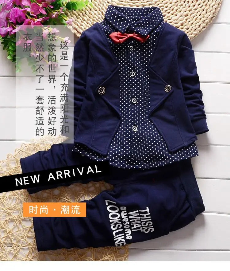 Toddler Boys' 3-Piece Polka Dot Suit Set with Bow Tie