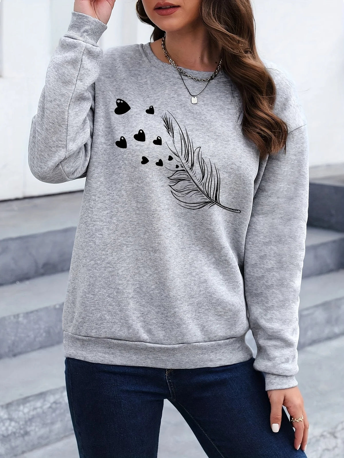 Loose Sweatshirt Casual Long Sleeve Women Autumn and Winter  Comfortable Pullover Crewneck Loose Female Clothes Graphic Y2K Top