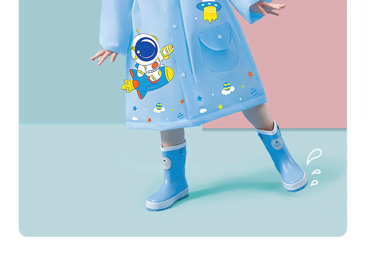 Kids' Whimsical Waterproof Raincoat with Backpack Space