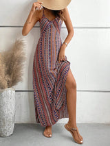 Boho Ethnic Frill Trim Maxi Dress