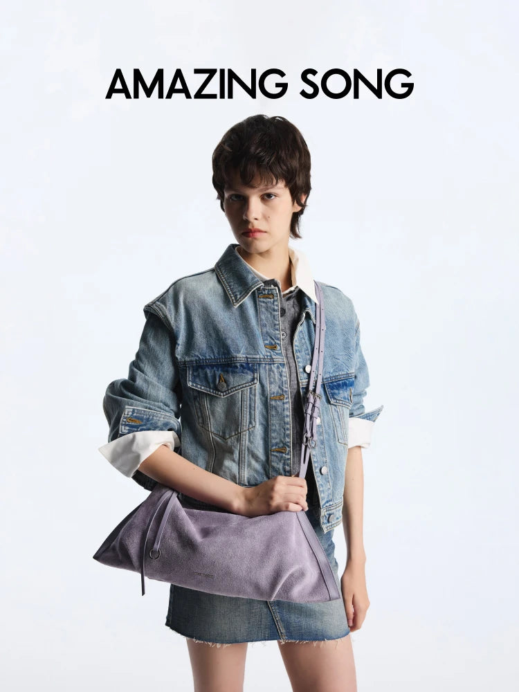 Amazing Song Donut Dumpling Bag Retro Suede Large Capacity Fashionable Bag