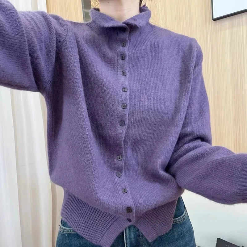 Women's Stand Collar Knit Cardigan