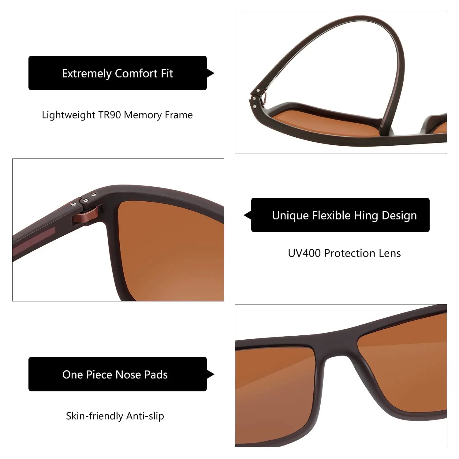 ZENOTTIC Polarized Square Sunglasses for Women & Men