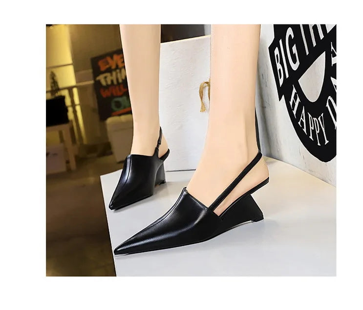 Designer Wedge Heel Sandals – Pointed Toe Women's Pumps