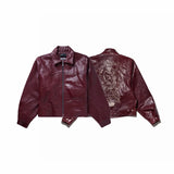Burgundy Embroidered Streetwear Jacket