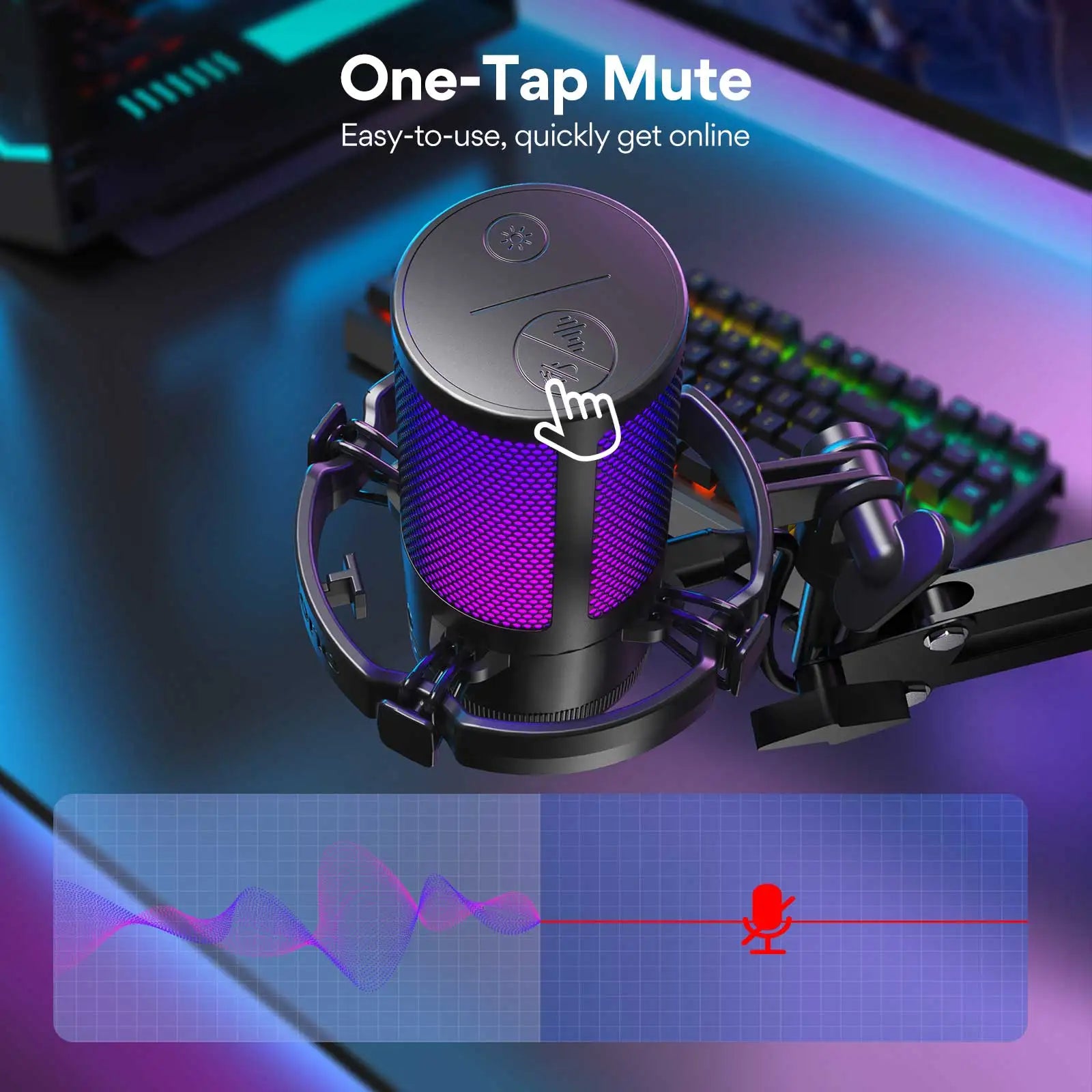 MAONO DGM20S USB Gaming Microphone with RGB & Boom Arm