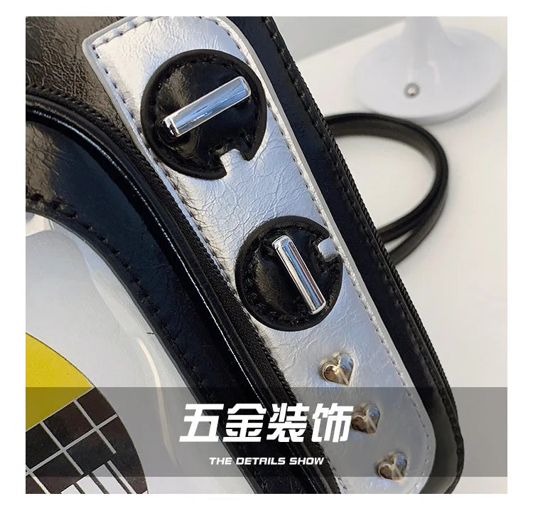 Cartoon Cute Handbags for Women Funny Retro TV Transparent Square Bag Fashion Leather Personalized Creative Shoulder Bag Woman