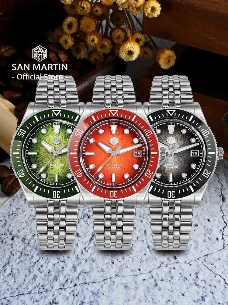 San Martin SN0148 Enamel Dial Diver Watch 37.5mm 40mm